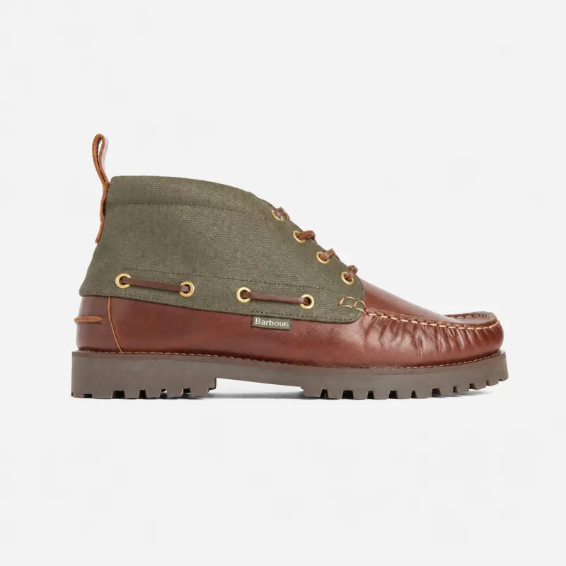 Barbour HARLE MID Mens Chukka Boots Mahogany/Olive made by Barbour