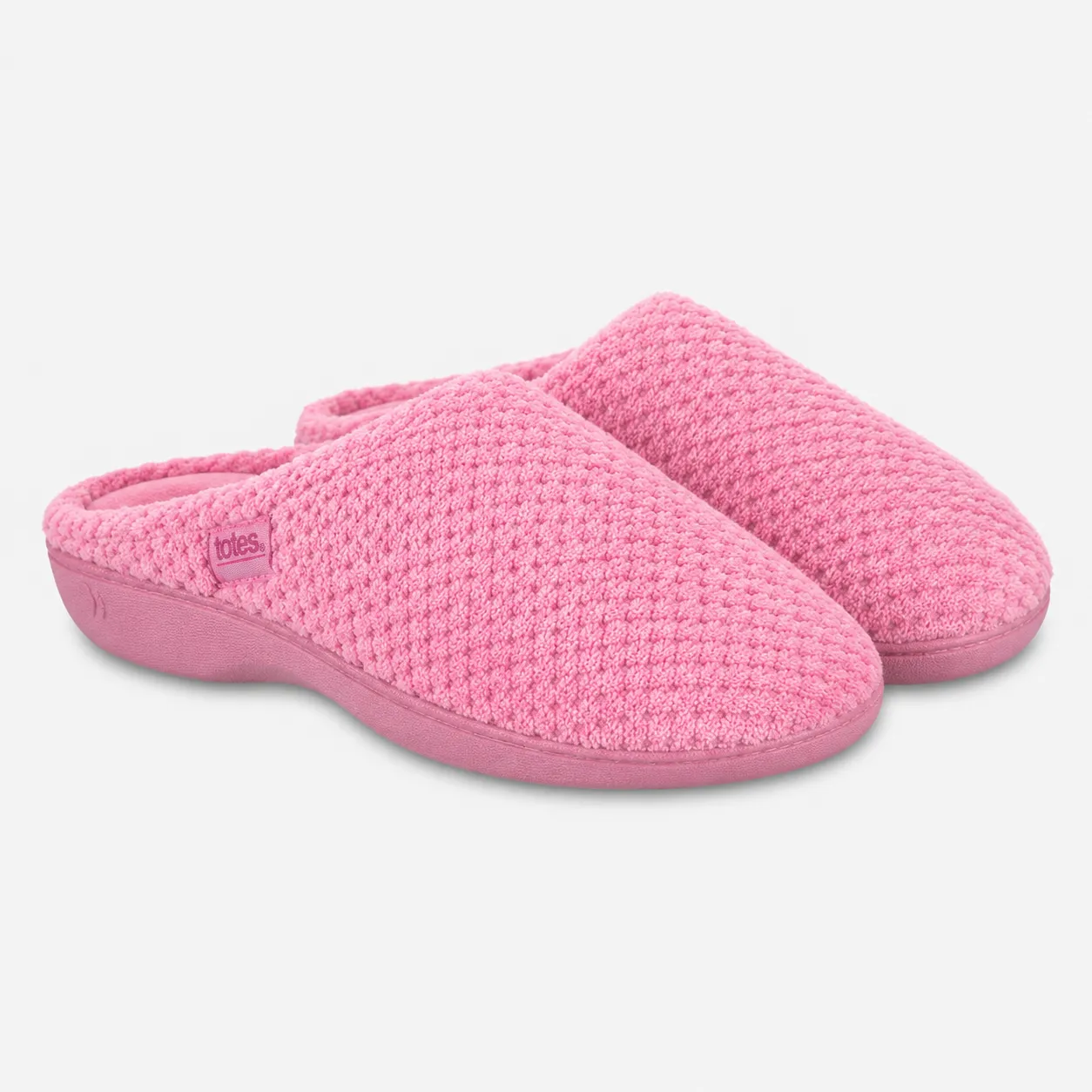 Totes Isotoner POPCORN TERRY MULE SLIPPERS Womens Mules Pink sold by Shuperb