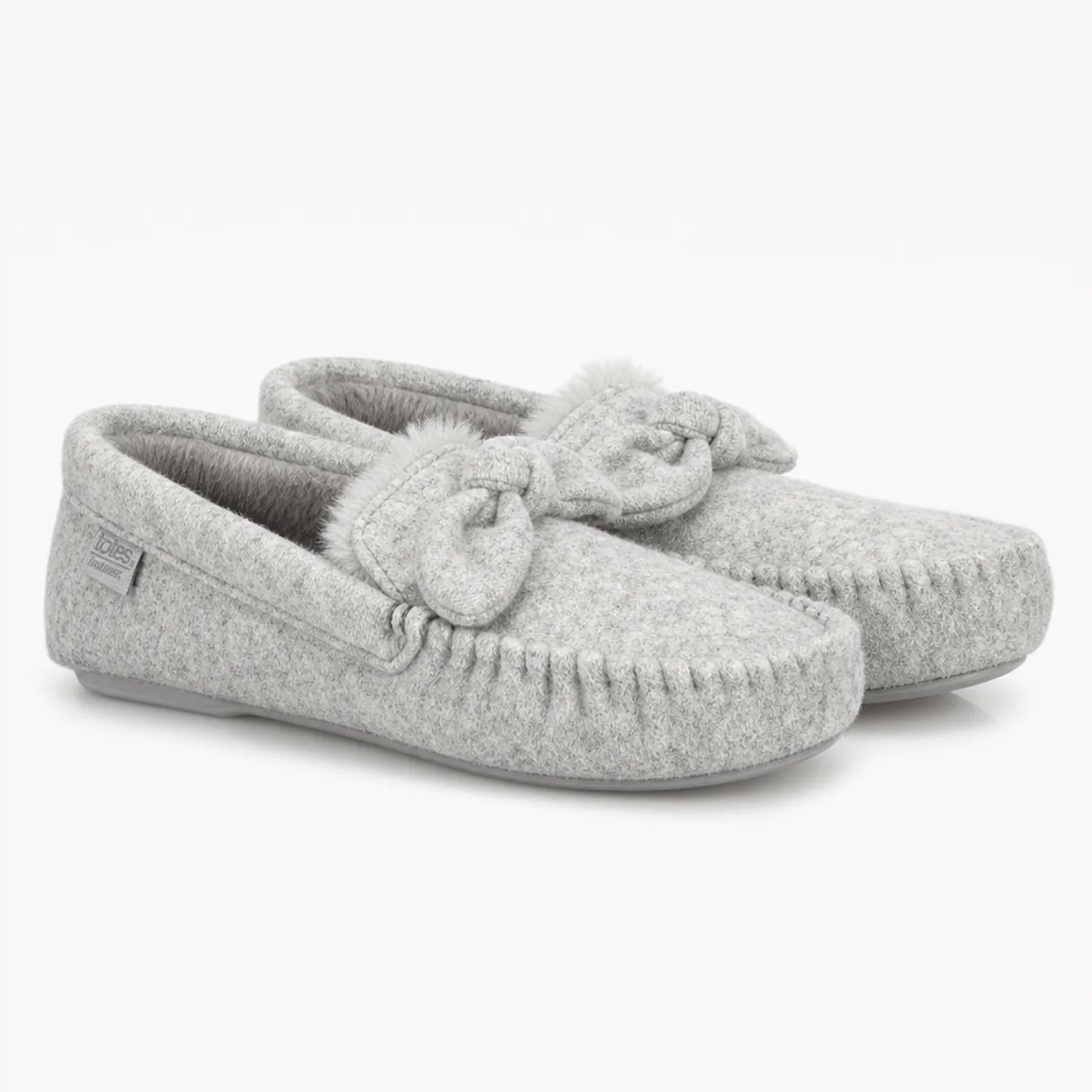 Totes Isotoner BRUSHED MARL MOCCASIN SLIPPERS Womens Moccasins Grey sold by Shuperb product image thumbnail 2