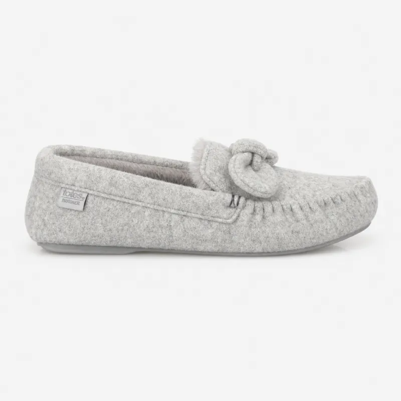 Totes Isotoner BRUSHED MARL MOCCASIN SLIPPERS Womens Moccasins Grey made by Shuperb