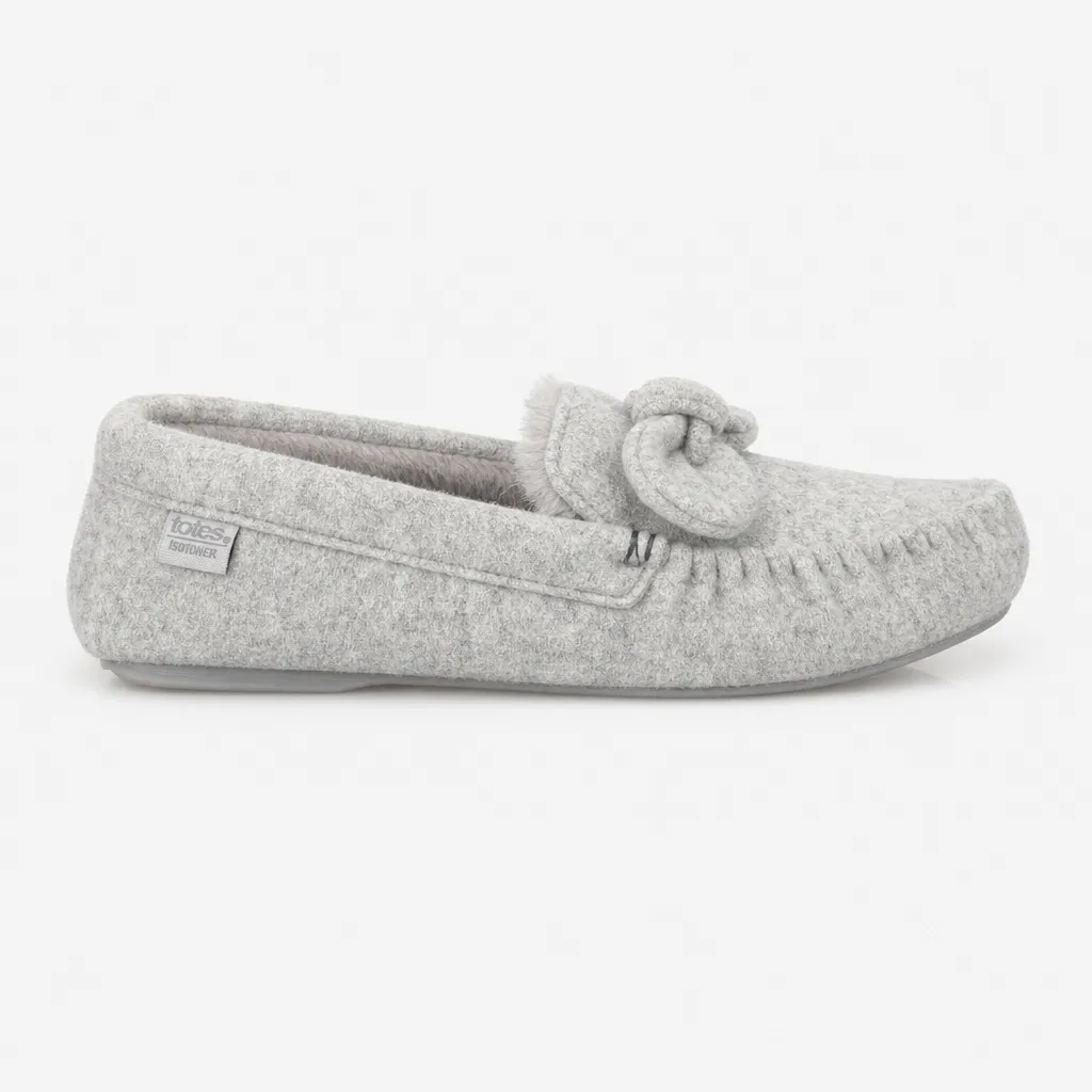 Totes Isotoner BRUSHED MARL MOCCASIN SLIPPERS Womens Moccasins Grey sold by Shuperb