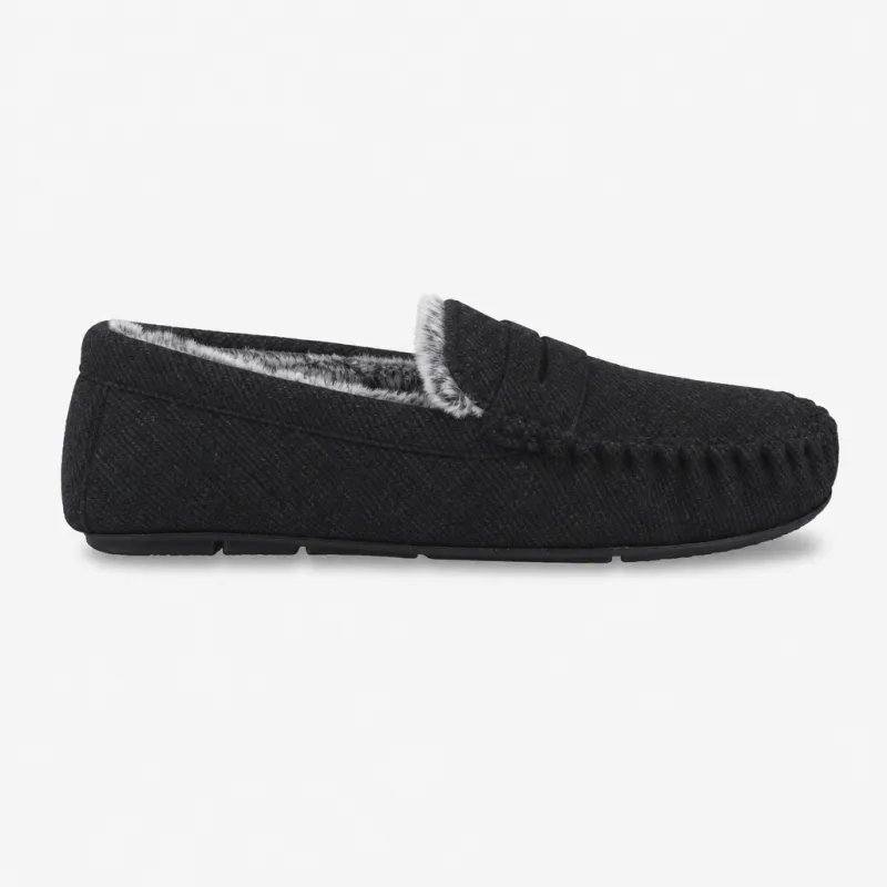 Totes Toasties SOFT HERRINGBONE MOCCASIN SLIPPER Mens Moccasins Charcoal made by Shuperb