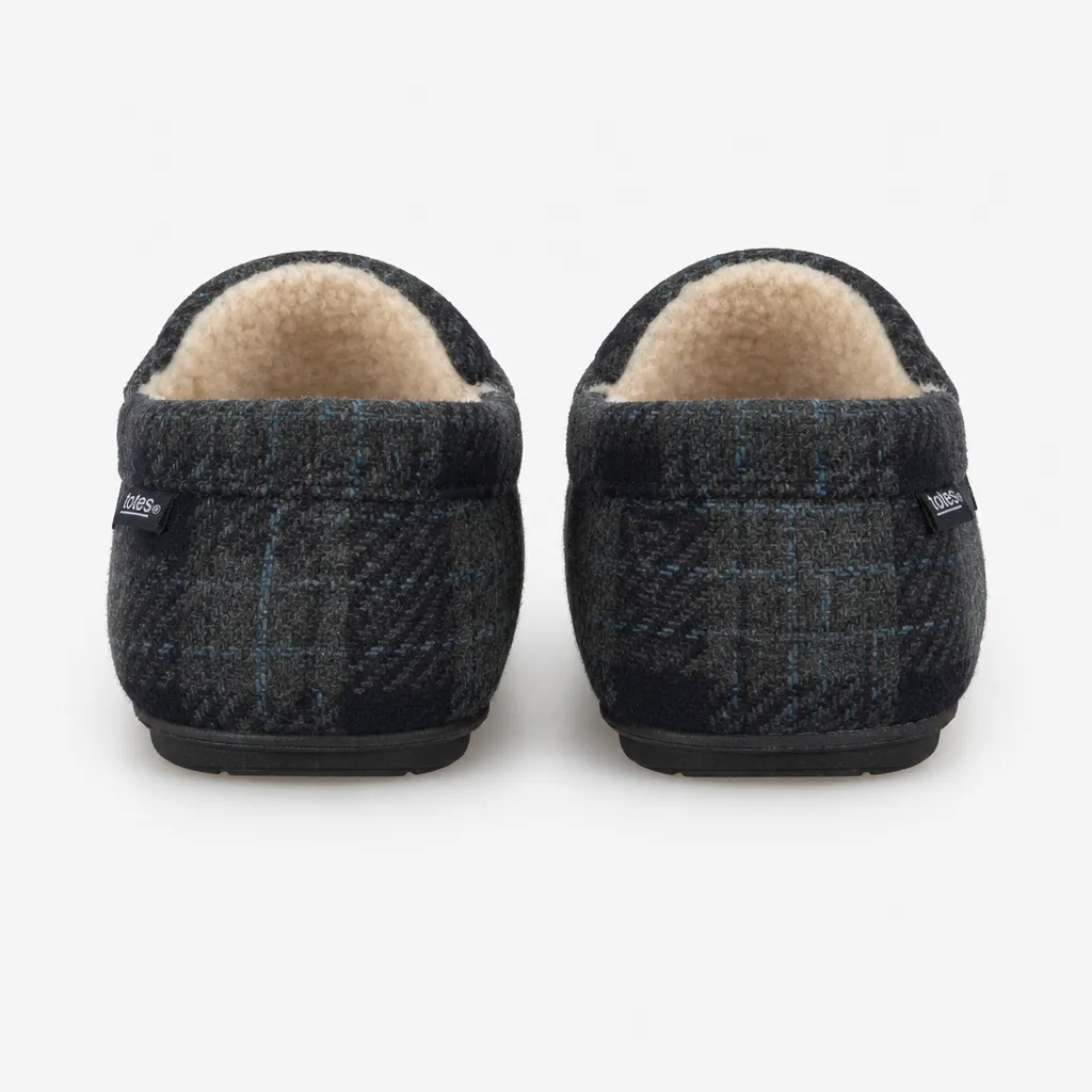 Totes Toasties CHECK MOCCASIN WITH CURLY FUR LINING Mens Moccasins Navy Check sold by Shuperb product image thumbnail 4
