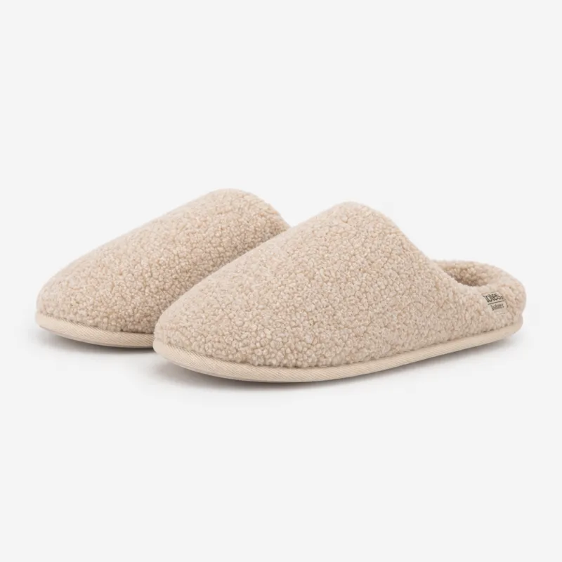 Totes Isotoner BORG SWEPT BACK MULE SLIPPER Womens Mules Oat made by Shuperb