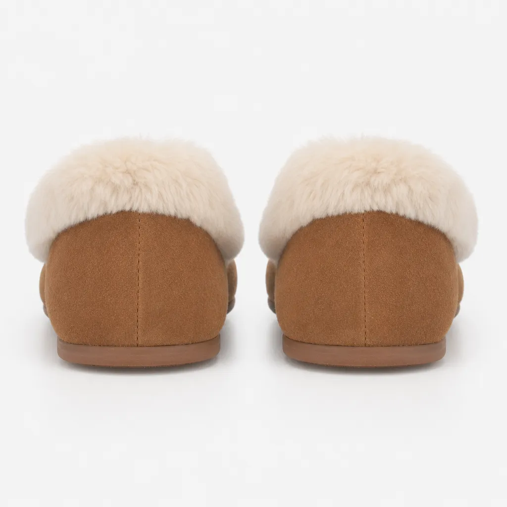 Totes Isotoner FUR LINED SUEDE MOCCASIN SLIPPER WITH KEEPER TAB Womens Moccasins Tan sold by Shuperb product image thumbnail 3
