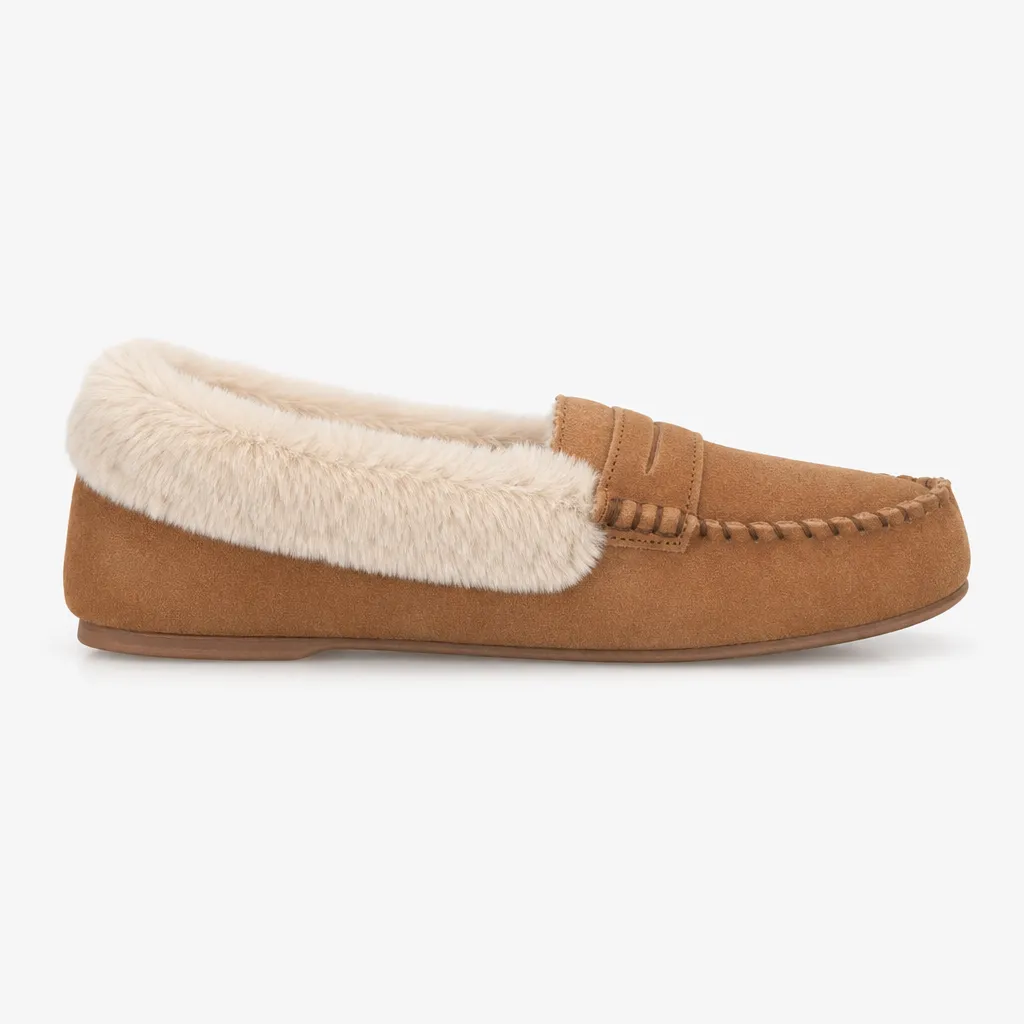 Totes Isotoner FUR LINED SUEDE MOCCASIN SLIPPER WITH KEEPER TAB Womens Moccasins Tan sold by Shuperb product image thumbnail 4