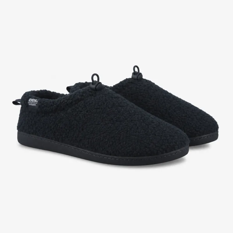 Totes Isotoner BORG FULL BACK SLIPPER WITH PULL TOGGLE Mens Full Slippers Navy made by Shuperb