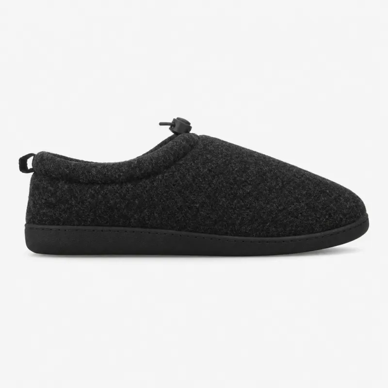 Totes Isotoner FELT FULL BACK SLIPPER WITH PULL TOGGLE Mens Full Slippers Black made by Shuperb