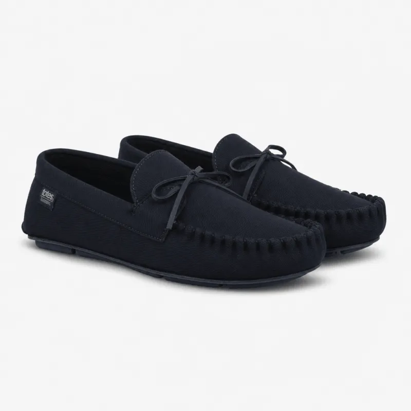 Totes Isotoner HERRINGBONE LINED MOCCASIN Mens Moccasins Navy made by Shuperb