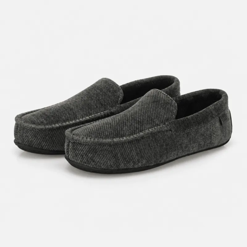 Totes Isotoner SOFT CORD MOCCASIN SLIPPER Mens Moccasins Grey made by Shuperb