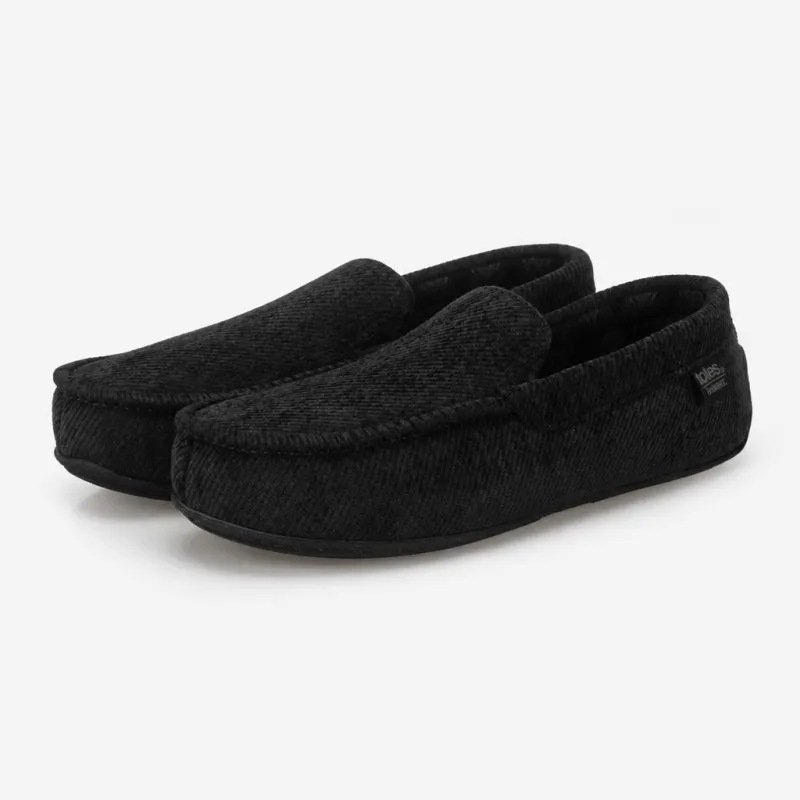 Totes Isotoner SOFT CORD MOCCASIN SLIPPER Mens Moccasins Black made by Shuperb