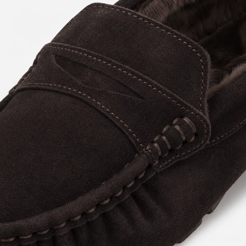 Totes Isotoner FUR LINED SUEDE MOCCASIN SLIPPER Mens Moccasins Brown sold by Shuperb product image thumbnail 2