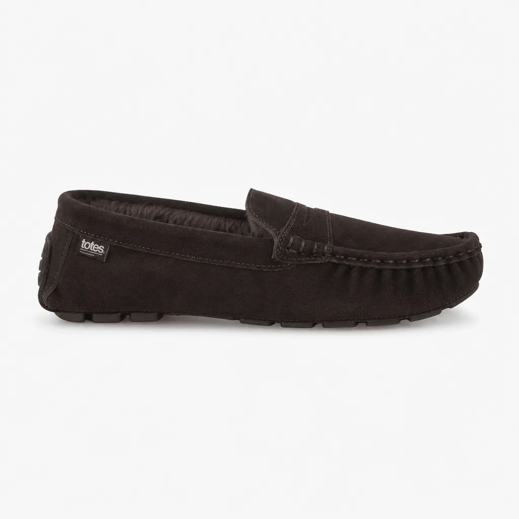 Totes Isotoner FUR LINED SUEDE MOCCASIN SLIPPER Mens Moccasins Brown sold by Shuperb product image thumbnail 3