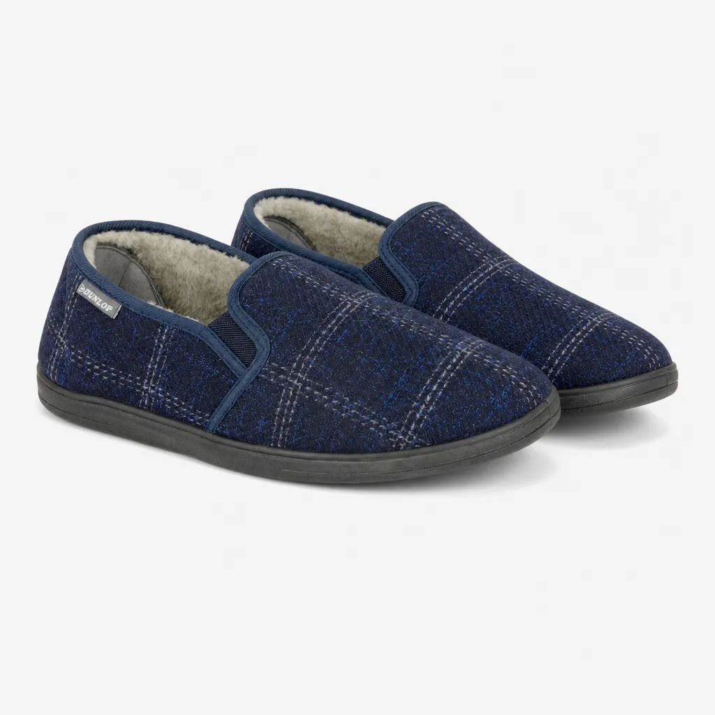 Dunlop OWEN Mens Full Slippers Navy Check sold by Shuperb product image thumbnail 2