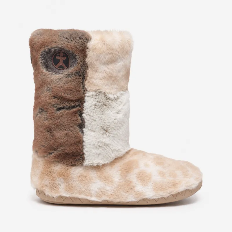 Bedroom Athletics FLORENCE Womens Slipper Boots Patchwork Caramel Leopard made by Shuperb