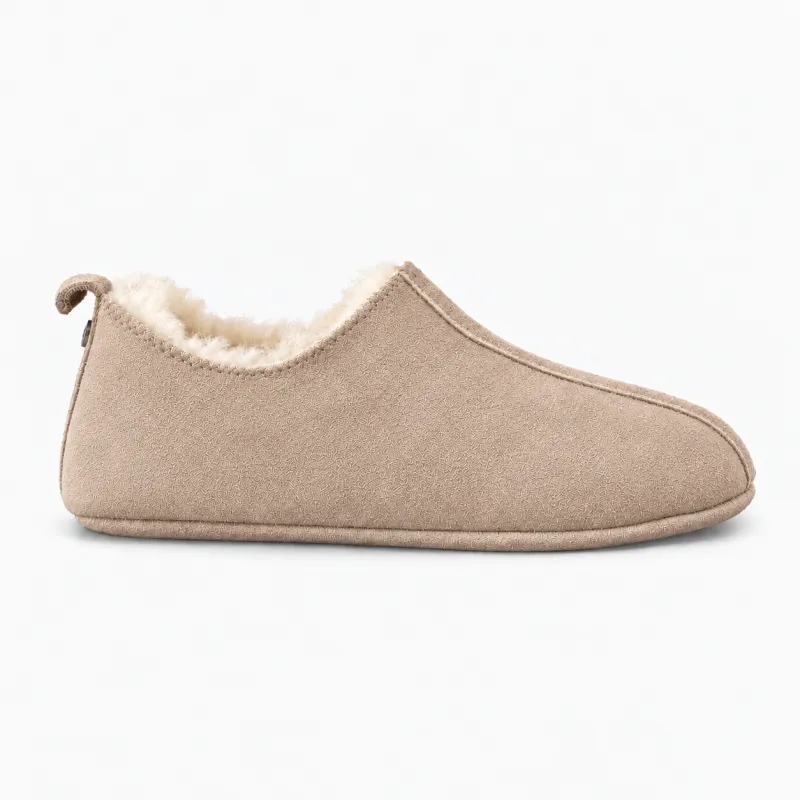 HOS Sheepskin PIXIE Womens Full Slippers Stone made by Shuperb