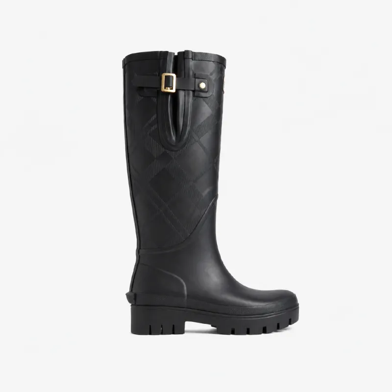 Barbour LEIGHTON TARTAN TALL Womens Wellingtons Black made by Barbour