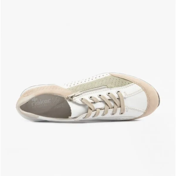 544G6-91 Ladies Lace-Up Trainers Beige Multi sold by Shuperb product image thumbnail 5