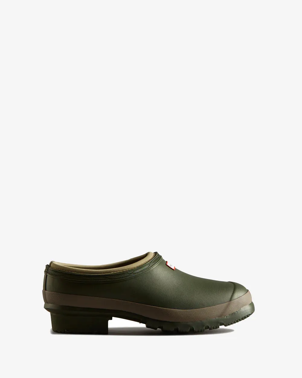 Hunter GARDENER CLOG Mens Wellies Dark Olive/Clay sold by Shuperb