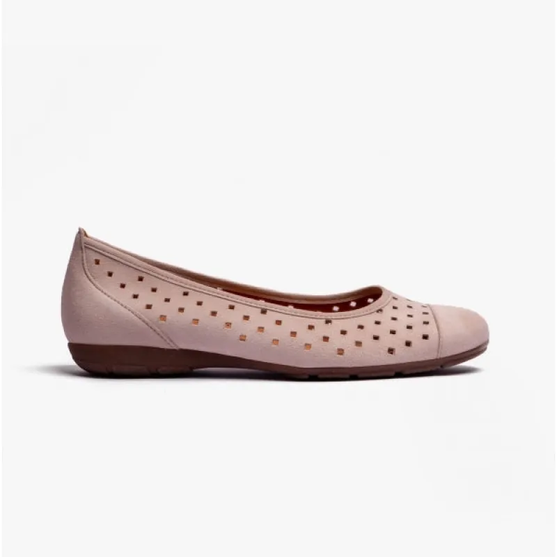 RUFFLE Ladies Suede Ballet Flats Pink sold by Shuperb
