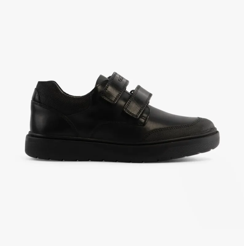 GEOX J RIDDOCK Boys Leather Touch Fasten School Shoes Black sold by Shuperb