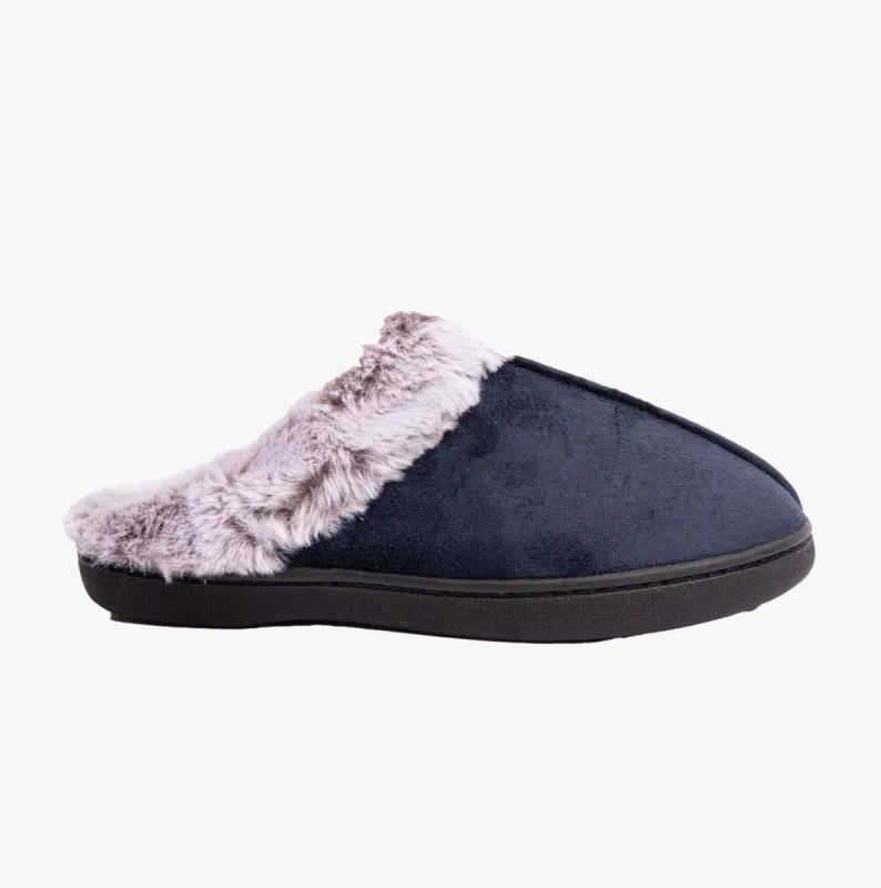 Padders FLORRIE Womens (2E Fit) Mule Slippers Navy Combi sold by Shuperb