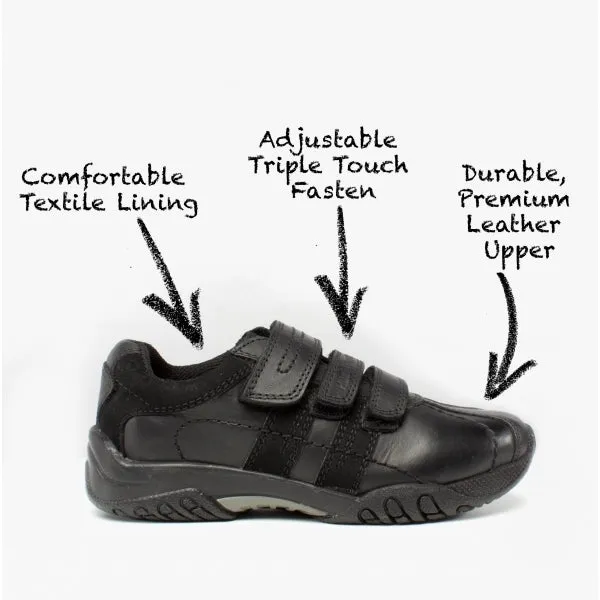 Hush Puppies SEB Boys Leather School Shoes Black sold by Shuperb