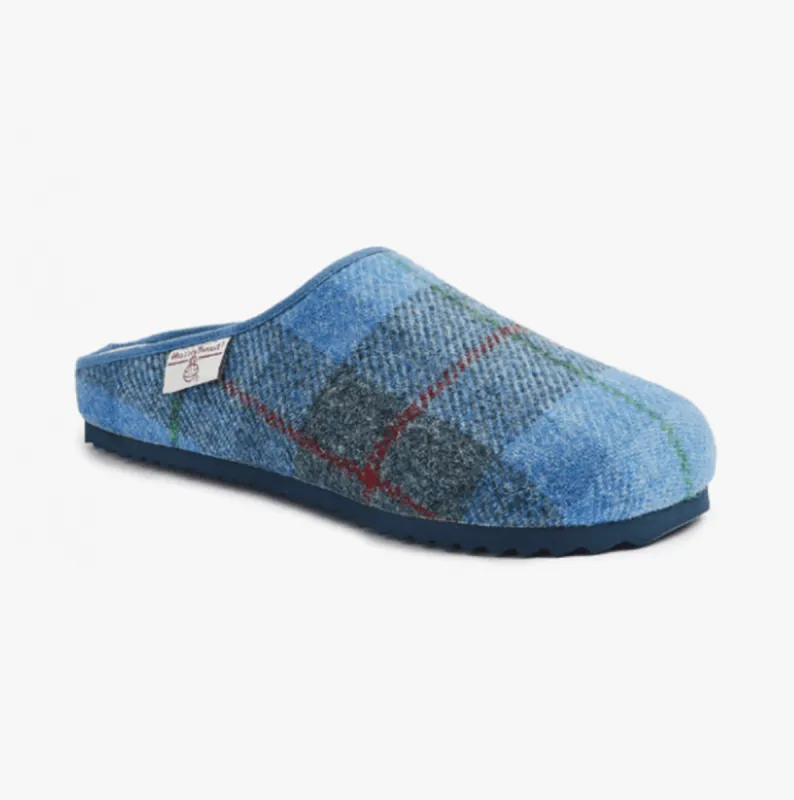 ARCHIE Mens Slipper Clogs Denim/Blue Check sold by Shuperb