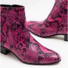 Club Cubano EMMANUEL Mens Snakeprint Leather Cuban Heel Boots Neon Magenta sold by Shuperb