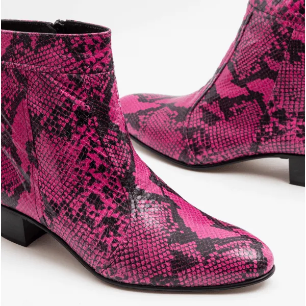 Club Cubano EMMANUEL Mens Snakeprint Leather Cuban Heel Boots Neon Magenta sold by Shuperb product image thumbnail 3