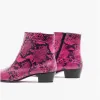 Club Cubano EMMANUEL Mens Snakeprint Leather Cuban Heel Boots Neon Magenta sold by Shuperb