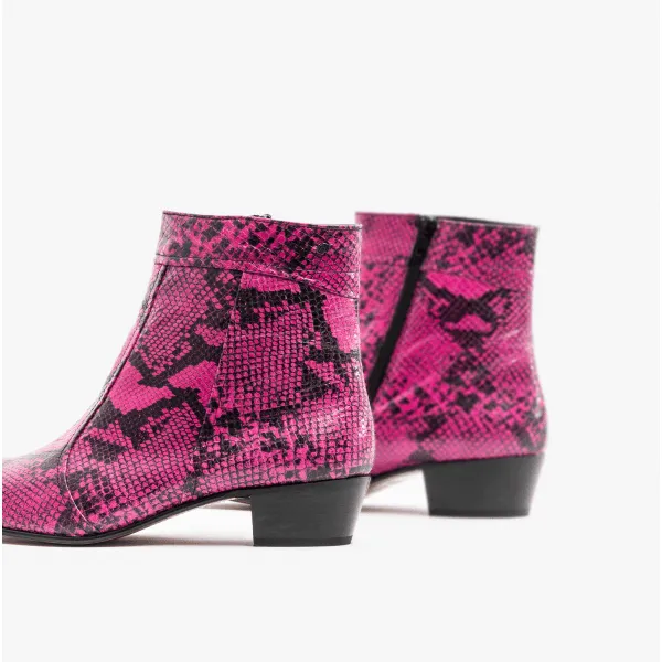 Club Cubano EMMANUEL Mens Snakeprint Leather Cuban Heel Boots Neon Magenta sold by Shuperb product image thumbnail 5
