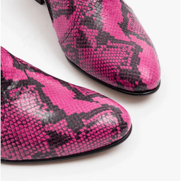 Club Cubano EMMANUEL Mens Snakeprint Leather Cuban Heel Boots Neon Magenta sold by Shuperb product image thumbnail 4