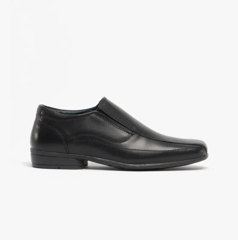 Roamers RONNY Boys Leather Slip On Shoes Black made by Shuperb