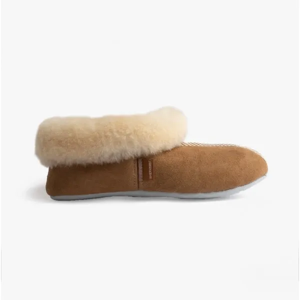 Shepherd ANNABELLE Womens Sheepskin Full Slippers Chestnut sold by Shuperb