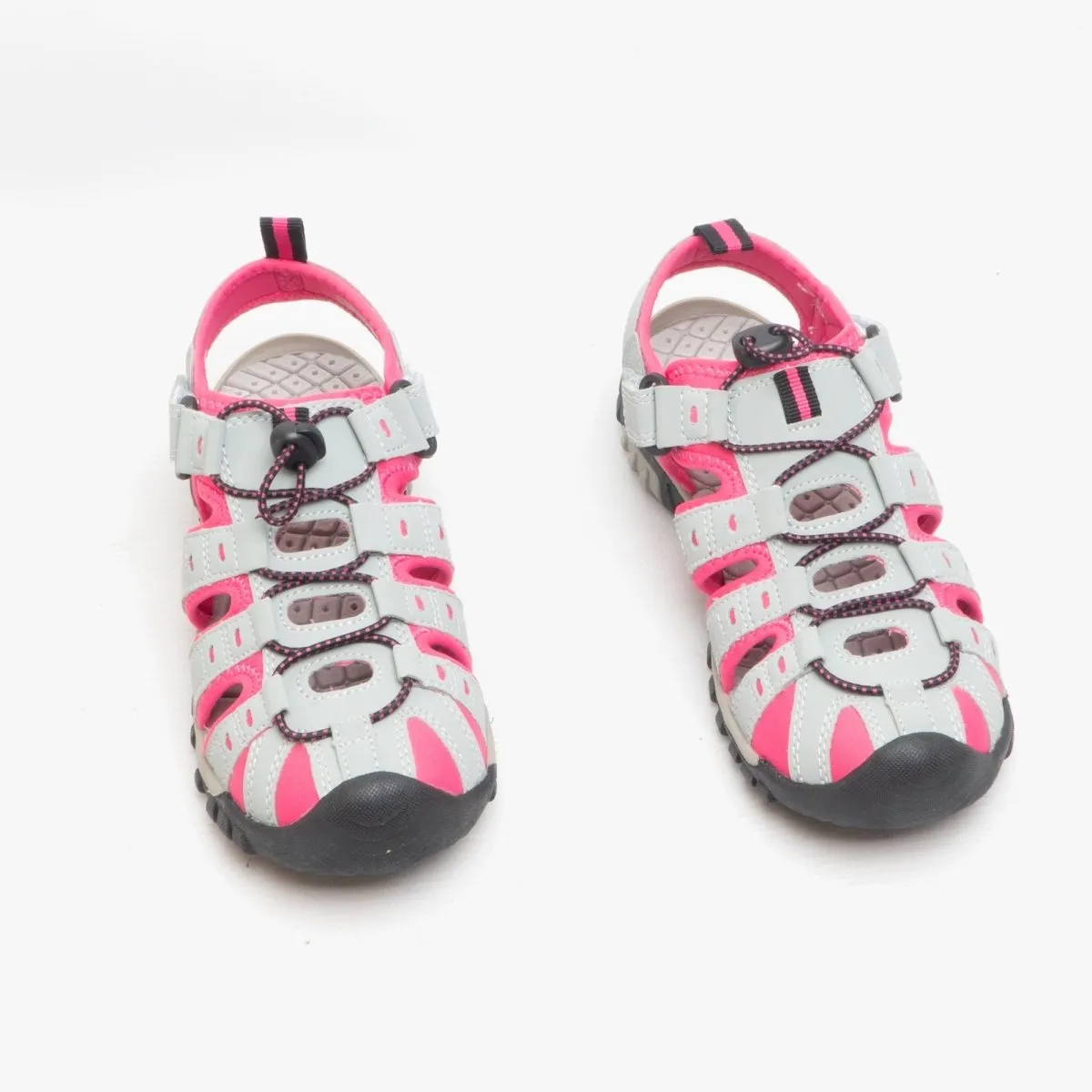 PDQ SASHA Womens Toggle & Velcro Summer Trail Sandals Grey/Fuchsia sold by Shuperb product image thumbnail 2