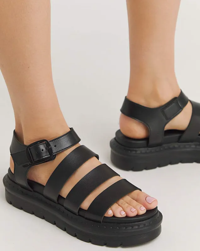 SAFFRON Womens Sandals Black sold by Shuperb