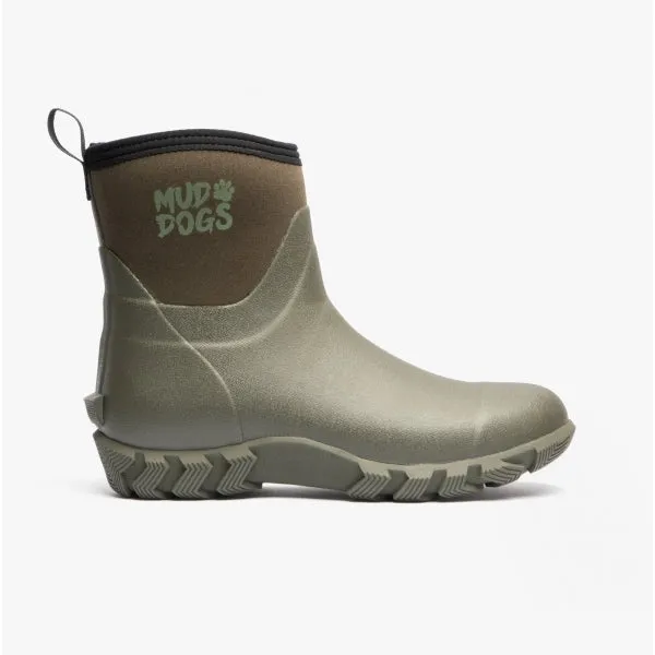 Mud Dogs RUTLAND SHORT Unisex Neoprene Wellies Olive sold by Shuperb