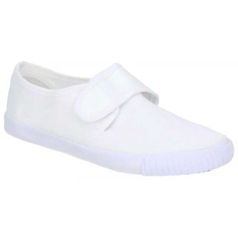 Mirak 99248 Unisex Canvas Touch Fasten Plimsolls White sold by Shuperb