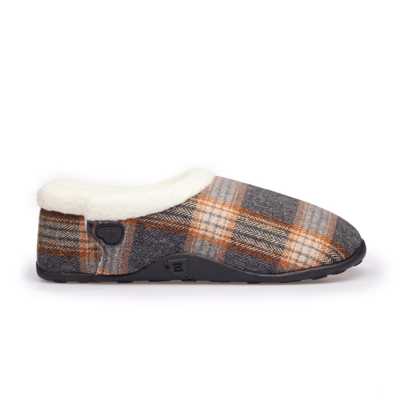 BRUCE Mens Full Slippers Grey/Rust Check sold by Shuperb