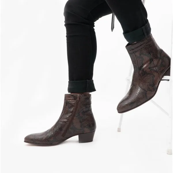 Club Cubano EMMANUEL Mens Snakeprint Leather Cuban Heel Boots Vison sold by Shuperb product image thumbnail 2