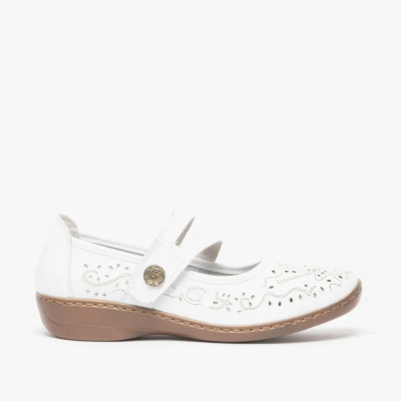 Boulevard CHARLOTTE Womens Leather Mary Jane Shoes White sold by Shuperb