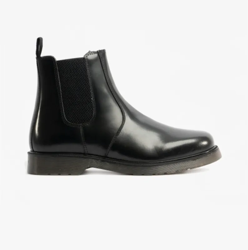 STB ELLIS Unisex Leather Air Cushioned Dealer Boots Polished Black sold by Shuperb