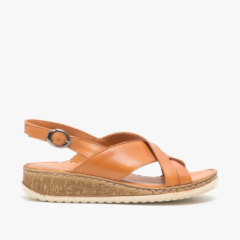 Hush Puppies ELENA Womens Leather Sandals Tan sold by Shuperb