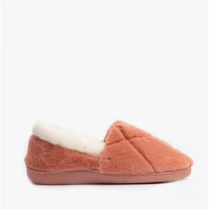 Black Country Shoes SHARON Womens Fluffy Full Slippers Mauve sold by Shuperb