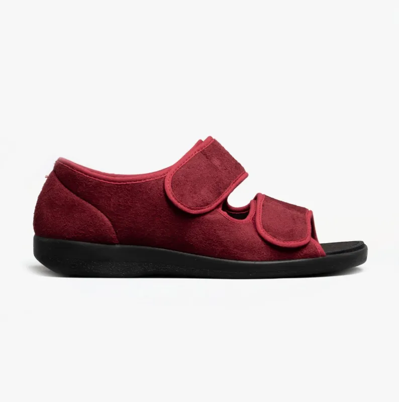 GBS Med BROMPTON Unisex Wide Fit Slippers Burgundy sold by Shuperb