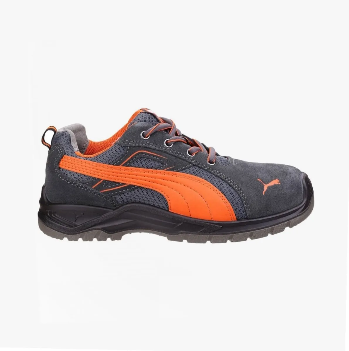 OMNI FLASH LOW Mens Suede Safety Trainers Orange/Grey sold by Shuperb
