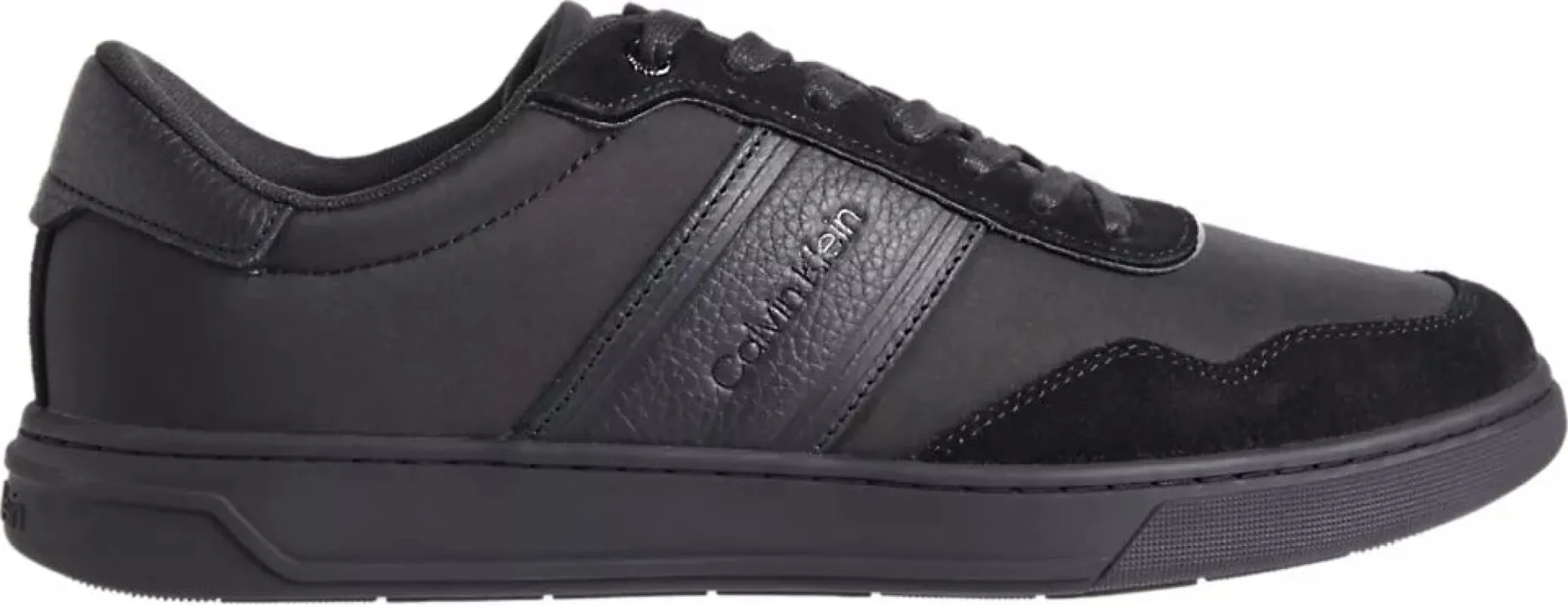 Calvin Klein LOW TOP LACE UP MIX Mens Trainers Triple Black sold by Shuperb