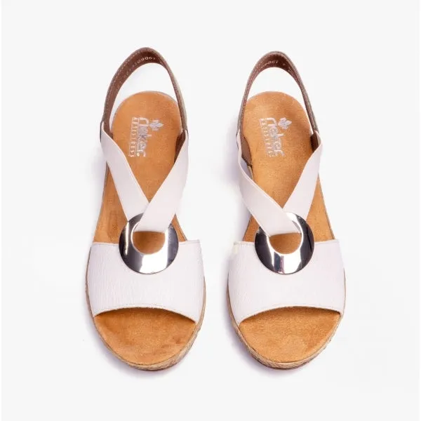 624H6-80 Ladies Slingback Wedges White Multi sold by Shuperb product image thumbnail 5