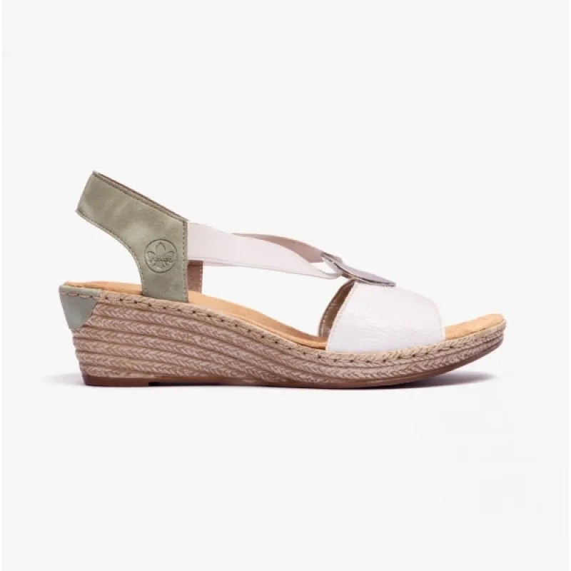 624H6-80 Ladies Slingback Wedges White Multi sold by Shuperb